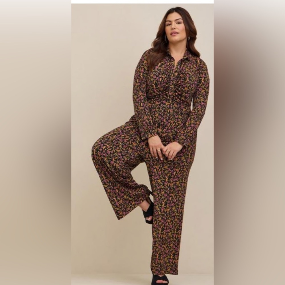 NWOT Torrid Wide Leg Multicolor Floral Jumpsuit